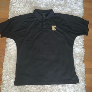 ELON UNIVERSITY Black Polo Shirt Gold And White Letter Size M